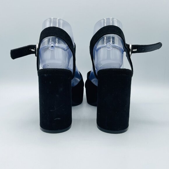 Divided H&M Shoes Womens Size 8 Black Heels Sandals Ankle Strap Buckle Strappy - Picture 7 of 13